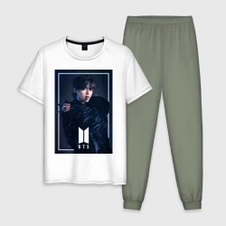 Мужская пижама с белой футболкой хлопок BTS Black Swan