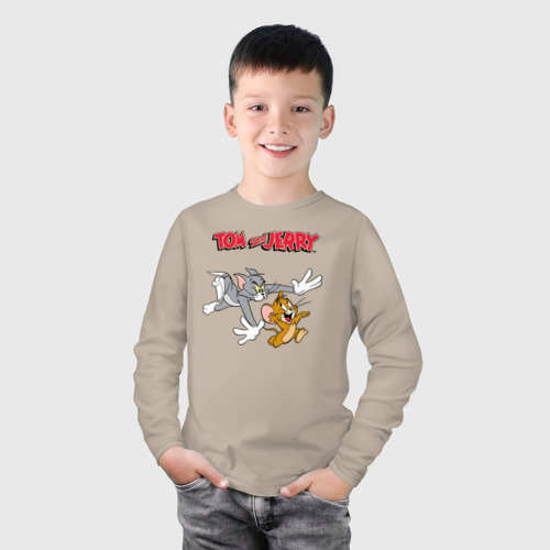 Детский лонгслив хлопок Tom&Jerry, цвет миндальный - фото 3