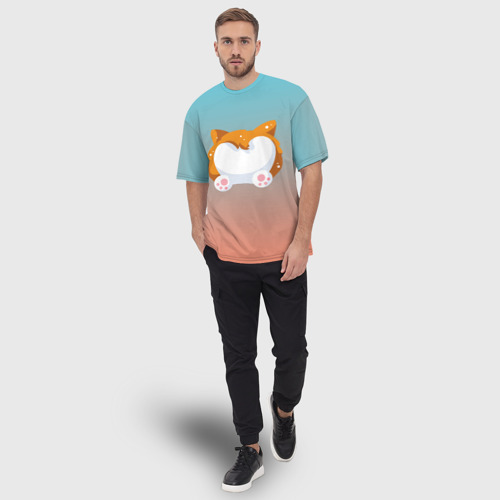 Мужская футболка oversize 3D Милый корги, цвет 3D печать - фото 5