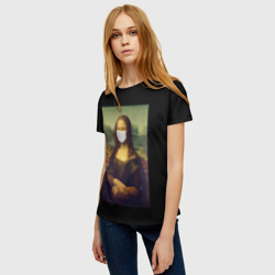Женская футболка 3D МОНА ЛИЗА В МАСКЕ - фото 2
