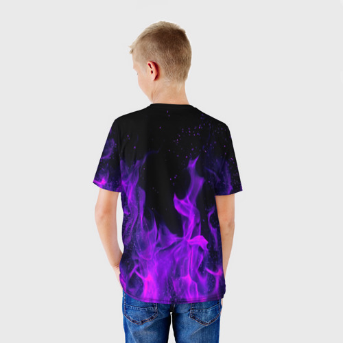 Детская футболка 3D ФИОЛЕТОВЫЙ ОГОНЬ | PURPLE FIRE, цвет 3D печать - фото 4