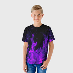 Детская футболка 3D Фиолетовый огонь purple fire - фото 2