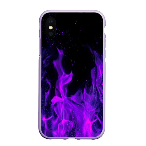 Чехол для iPhone XS Max матовый Фиолетовый огонь purple fire, цвет светло-сиреневый