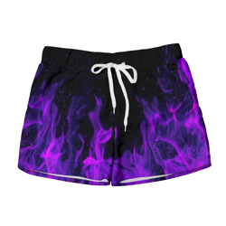 Фиолетовый огонь purple fire – Женские шорты 3D с принтом купить