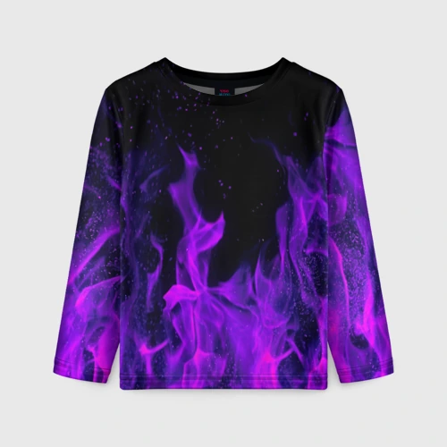 Детский лонгслив 3D Фиолетовый огонь purple fire