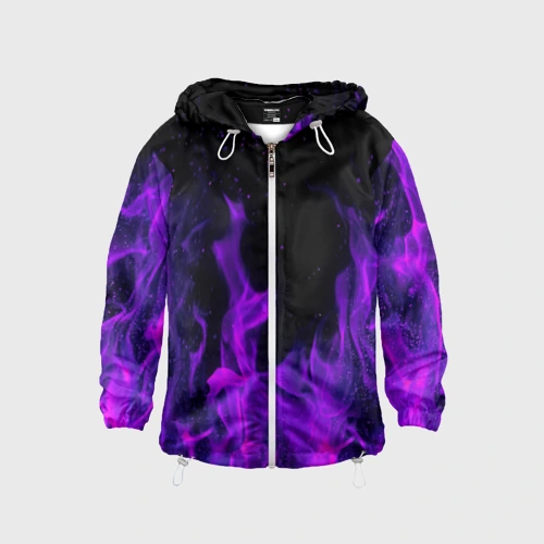 Детская ветровка 3D Фиолетовый огонь purple fire