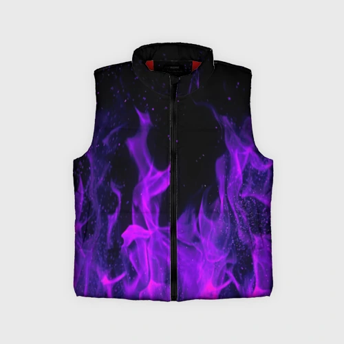 Детский жилет утепленный 3D Фиолетовый огонь purple fire