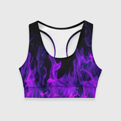 Женский спортивный топ 3D Фиолетовый огонь purple fire