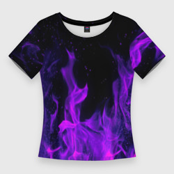 Женская футболка 3D Slim Фиолетовый огонь purple fire