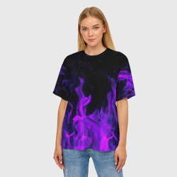 Женская футболка oversize 3D Фиолетовый огонь purple fire - фото 2
