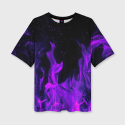 Женская футболка oversize 3D Фиолетовый огонь purple fire