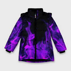 Зимняя куртка для девочек 3D Фиолетовый огонь purple fire