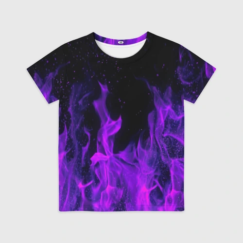 Детская футболка 3D Фиолетовый огонь purple fire