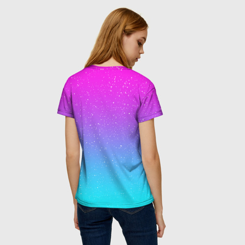 Женская футболка 3D Неоновый космос, цвет 3D печать - фото 4