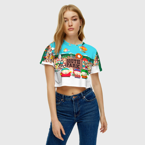 Женская футболка Crop-top 3D South Park, цвет 3D печать - фото 3