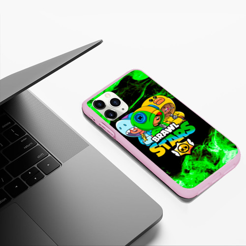 Чехол для iPhone 11 Pro Max матовый Brawl Stars Leon Trio, цвет розовый - фото 5