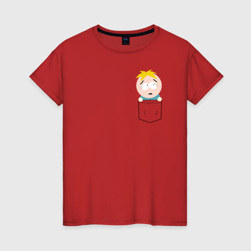 Женская футболка хлопок с принтом БАТТЕРС, вид спереди #2