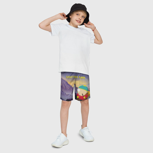 Детские спортивные шорты 3D с принтом ЮЖНЫЙ ПАРК, фото на моделе #1