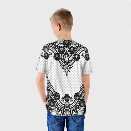 Детская футболка 3D с принтом КРУЖЕВА | WEAVING, вид сзади #2