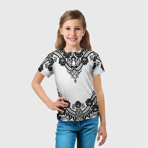 Детская футболка 3D с принтом КРУЖЕВА | WEAVING, вид сбоку #3