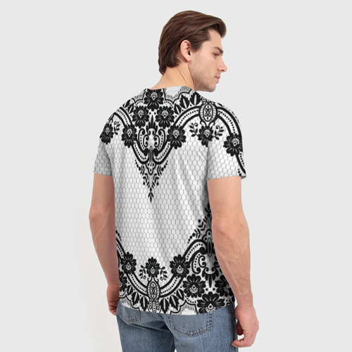 Мужская футболка 3D с принтом КРУЖЕВА | WEAVING, вид сзади #2
