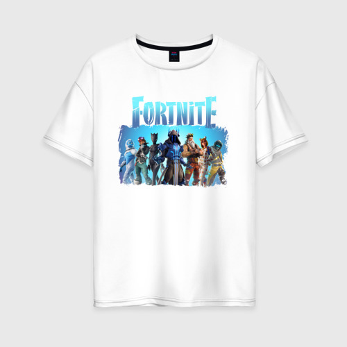 Женская футболка хлопок Oversize FORTNITE, цвет белый