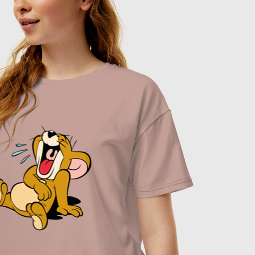 Женская футболка хлопок Oversize Happy Jerry, цвет пыльно-розовый - фото 3