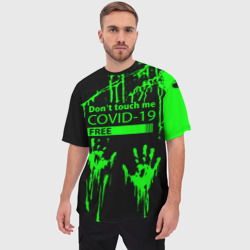 Мужская футболка oversize 3D Не трогай меня covid-19 - фото 2