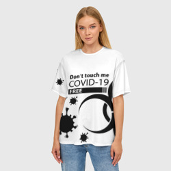 Женская футболка oversize 3D Не трогай меня covid-19 - фото 2