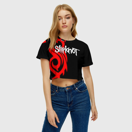 Женская футболка Crop-top 3D Slipknot 7, цвет 3D печать - фото 3