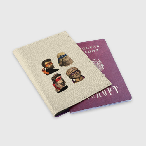Обложка для паспорта матовая кожа Настоящие Черепашки, цвет фиолетовый - фото 3