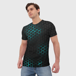 Мужская футболка 3D Стальная неоновая броня - фото 2