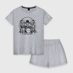 Женская пижама с шортиками хлопок Витрувианский барабанщик