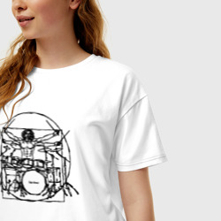 Женская футболка хлопок Oversize Витрувианский барабанщик - фото 2