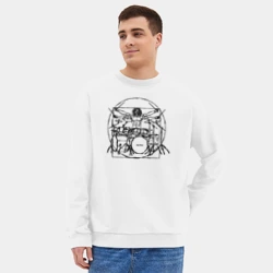 Мужской свитшот oversize без начеса хлопок Витрувианский барабанщик - фото 2