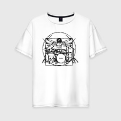 Женская футболка хлопок Oversize Витрувианский барабанщик