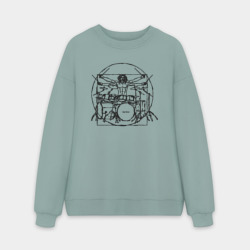 Мужской свитшот oversize без начеса хлопок Витрувианский барабанщик