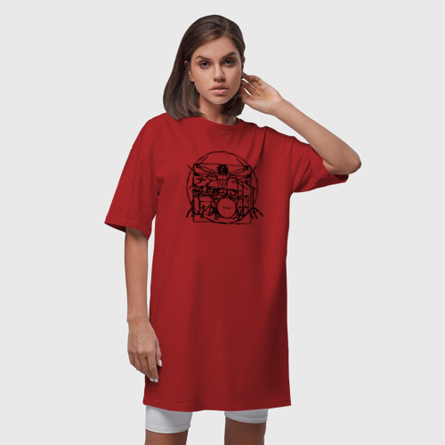 Платье-футболка хлопок Витрувианский барабанщик, цвет красный - фото 5