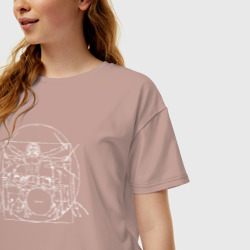 Женская футболка хлопок Oversize Витрувианский барабанщик 2 - фото 2