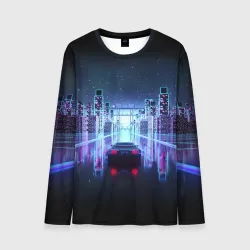 Мужской лонгслив 3D Synthwave Retrowave
