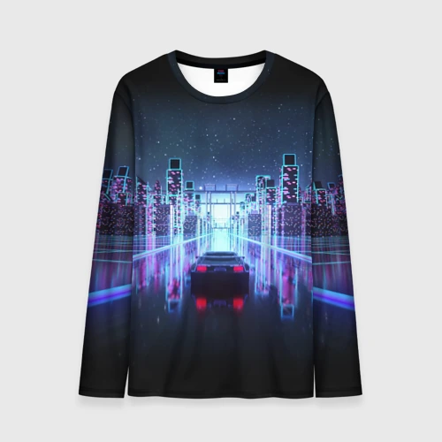 Мужской лонгслив 3D Synthwave Retrowave