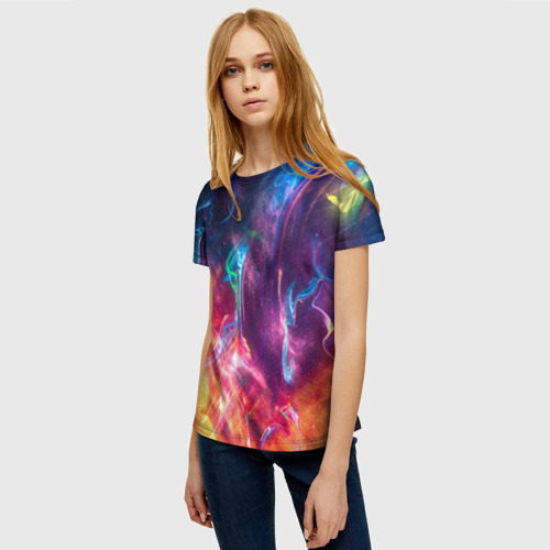 Женская футболка 3D Космическая абстракция, цвет 3D печать - фото 3