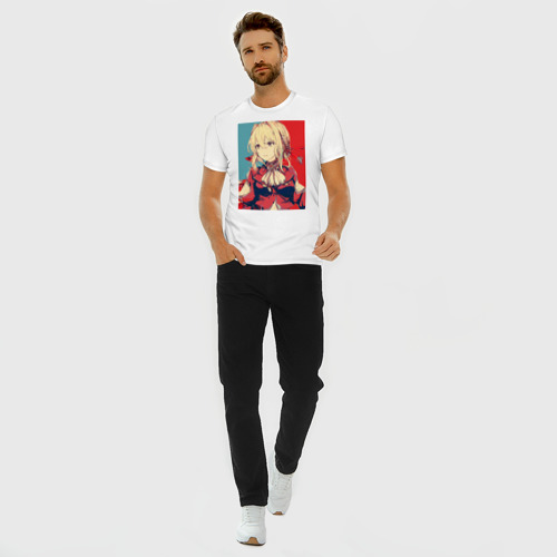 Мужская футболка хлопок Slim Вайолет Эвергарден. Иллюстрация, цвет белый - фото 5