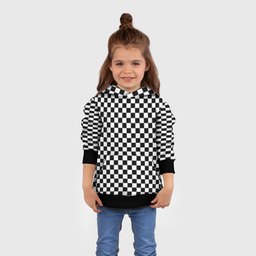 Детская толстовка 3D Шахматка мелкая, цвет черный - фото 4