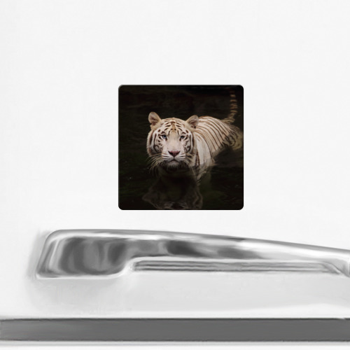 Магнит виниловый Квадрат Белый тигр - фото 2