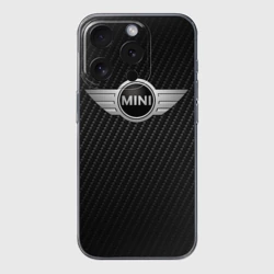 Чехол для iPhone 15 Pro силиконовый с защитой камеры Mini Cooper