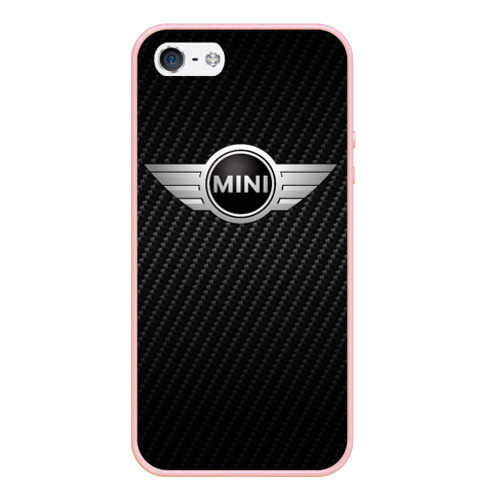 Чехол для iPhone 5/5S матовый Mini Cooper, цвет светло-розовый