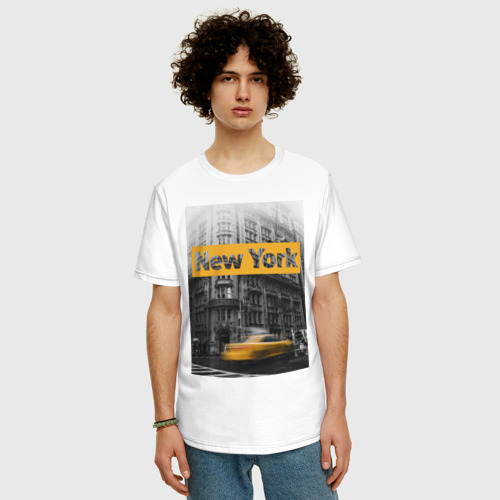 Мужская футболка хлопок Oversize Нью-Йорк, цвет белый - фото 3