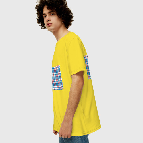 Мужская футболка хлопок Oversize Текстура сумка челнока из девяностых, цвет желтый - фото 5