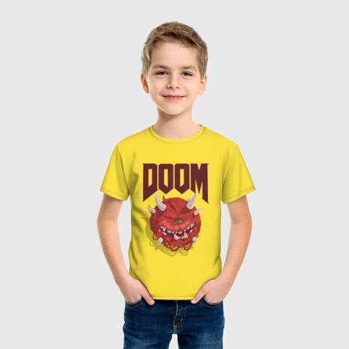 Детская футболка хлопок Doom, цвет желтый - фото 3